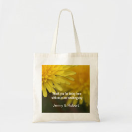  gele wilde bloemdandelion bruiloft tote bag
