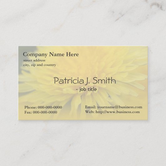 gele, wilde bloemdandelion visitekaartje (Voorkant)