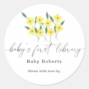 Gele wilde bloemen - Baby's eerste bibliotheek Ronde Sticker
