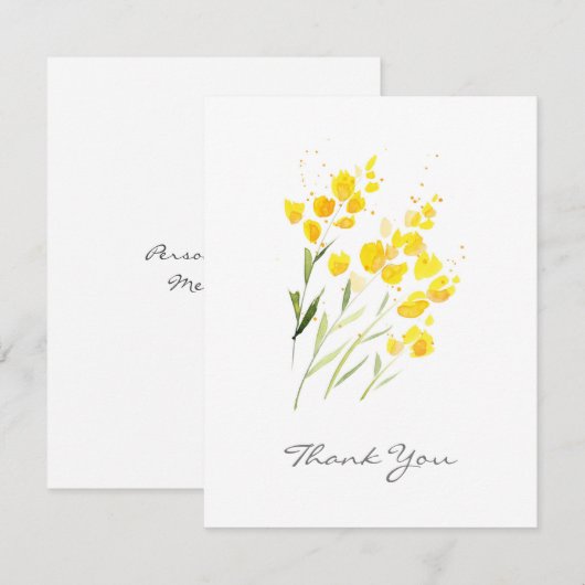Gele wilde bloemen bedankkaart (Voorkant / Achterkant)