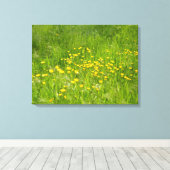 Gele wilde bloemen botanische fotografie canvas afdruk (Insitu (Houten vloer))