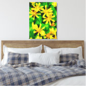 Gele wilde bloemen canvas afdruk (Insitu (Slaapkamer))