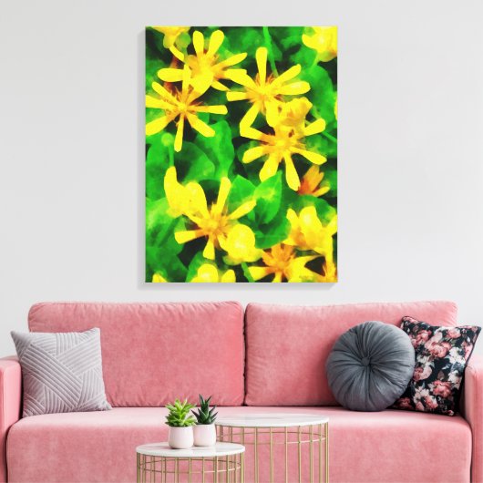 Gele wilde bloemen canvas afdruk (Insitu (Woonkamer))