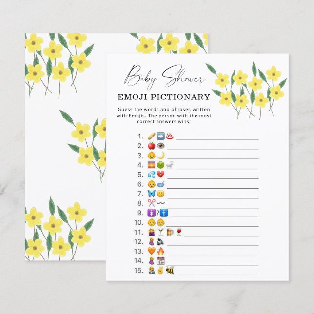 Gele Wilde Bloemen \ Emoji pictionary spel (Voorkant / Achterkant)