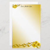 Gele wilde bloemen en Gele Grenzen Aangepast Briefpapier (Voorkant / Achterkant)