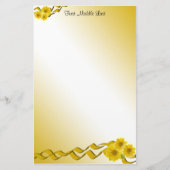 Gele wilde bloemen en Gele Grenzen Aangepast Briefpapier (Voorkant)