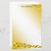 Gele wilde bloemen en konijnen briefpapier (Voorkant / Achterkant)