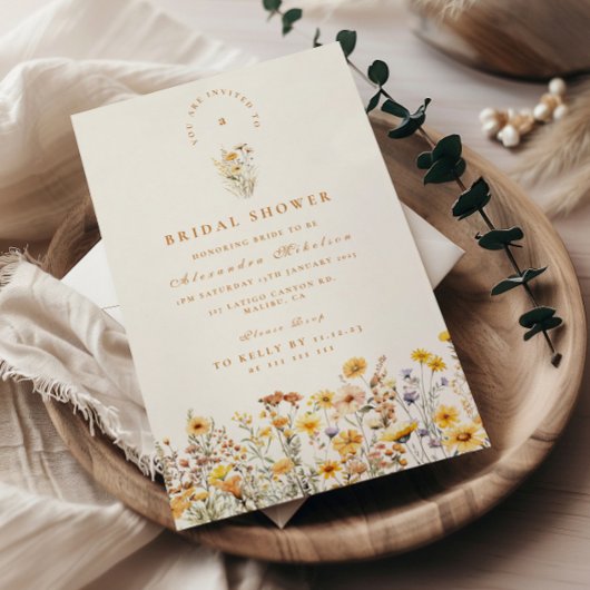 Gele wilde bloemen en madeliefjes Vrijgezellenfees Kaart