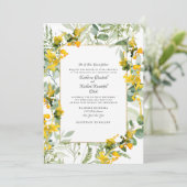 Gele wilde bloemen Foliage White Wedding Kaart (Staand voorkant)