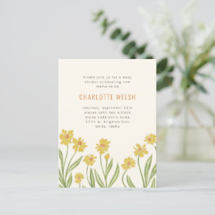 Gele wilde bloemen Geslacht Neutraal Baby shower Briefkaart
