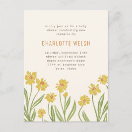 Gele wilde bloemen Geslacht Neutraal Baby shower Briefkaart