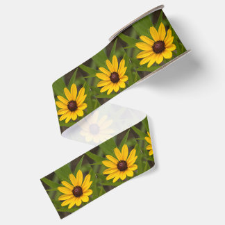 Gele wilde bloemen grosgrain lint