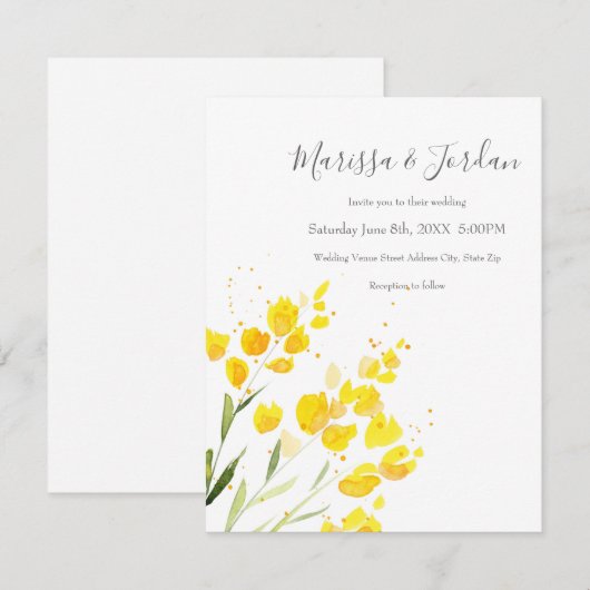 Gele wilde bloemen kaart (Voorkant / Achterkant)