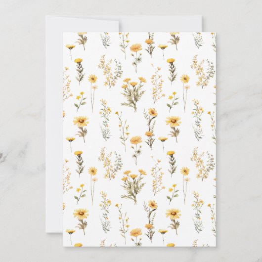 Gele wilde bloemen krans bruiloft tabel nummers kaart (Achterkant)