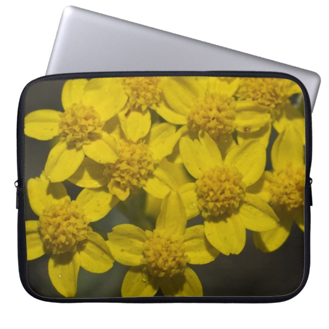 Gele wilde bloemen laptop sleeve (Voorkant)