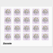 Gele wilde bloemen lavendel bloem adreslabel vierkante sticker (Vel)