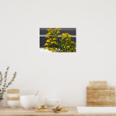 Gele wilde bloemen met Butterfly Poster (Keuken)