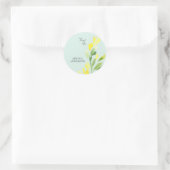 Gele wilde bloemen Mint Custom Name Bedankt Ronde Sticker (Tas)
