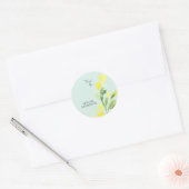 Gele wilde bloemen Mint Custom Name Bedankt Ronde Sticker (Envelop)