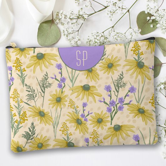 Gele wilde bloemen monogram etui