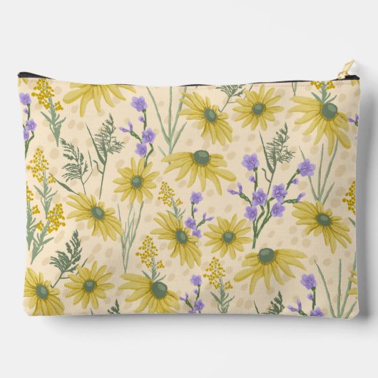Gele wilde bloemen monogram etui (Achterkant)
