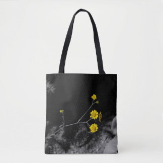 Gele wilde bloemen onder een boom Kleur 16x20 Tote Bag