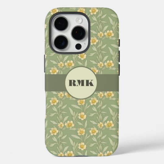 Gele wilde bloemen op groen Case-Mate iPhone case (Achterkant)