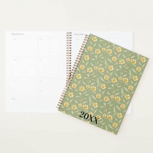 Gele wilde bloemen op groen planner (Display)