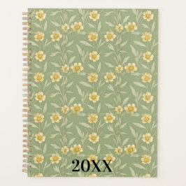 Gele wilde bloemen op groen planner