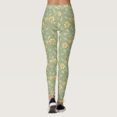 Gele wilde bloemen op groene Leggings (Achterkant)