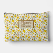 Gele Wilde Bloemen Patroon Monogram Naam Etui (Achterkant)