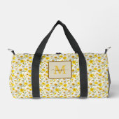 Gele wilde bloemen patroon monogram naam plunjezak (Voorkant)