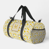 Gele wilde bloemen patroon monogram naam plunjezak (Rechterhoek)