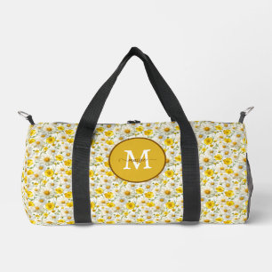 Gele Wilde Bloemen Patroon Monogram Naam Plunjezak