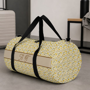 Gele wilde bloemen patroon monogram naam plunjezak
