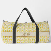 Gele wilde bloemen patroon monogram naam plunjezak (Voorkant)