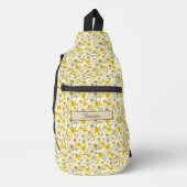Gele Wilde Bloemen Patroon Monogram Naam Sling Bag (Voorkant)
