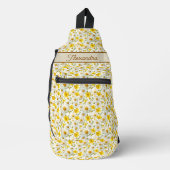 Gele Wilde Bloemen Patroon Monogram Naam Sling Bag (Voorkant)