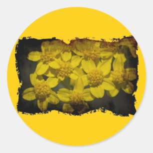 Gele wilde bloemen ronde sticker