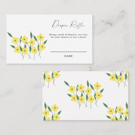 Gele wilde bloemen sekseneutraal luienverkeer informatiekaartje (Voorkant / Achterkant)