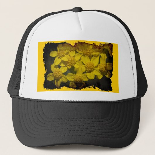 Gele wilde bloemen trucker pet (Voorkant)