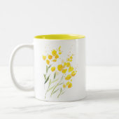 Gele wilde bloemen tweekleurige koffiemok (Links)