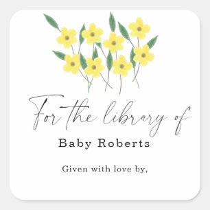 Gele wilde bloemen - voor de bibliotheek van vierkante sticker