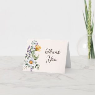 Gele Wilde Bloemen Witte Madeliefjes Verjaardag Bedankkaart