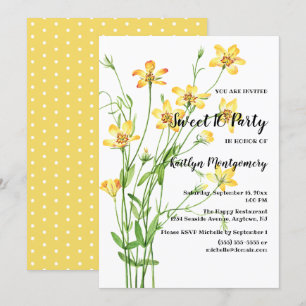 Gele wilde bloemen Zoet 16 Birthday Party Kaart