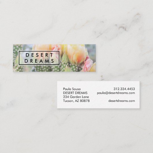 Gele wilde bloemwoestijn Tuinfotoreis Mini Visitekaartje (Voorkant / Achterkant)