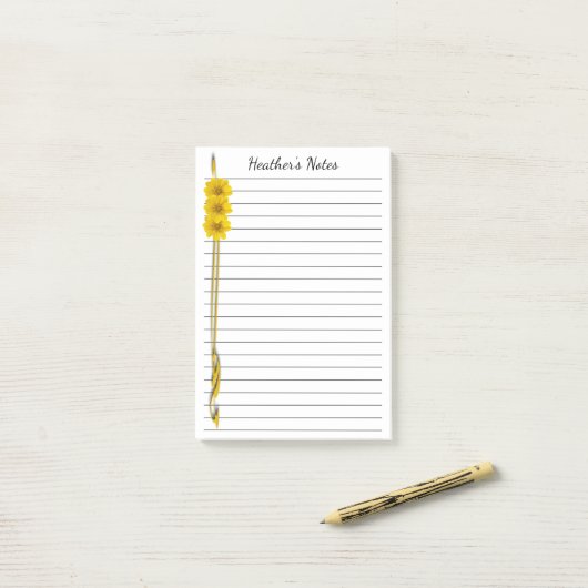 Gele Wilde Fotografie Scroll Border Custom Post-it® Notes (Op bureau)