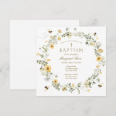 Gele Wildflower Baptisme Uitnodiging (Voorkant / Achterkant)