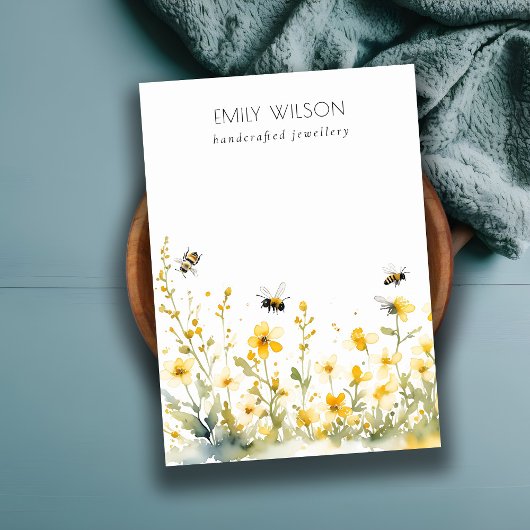 Gele Wildflower Bee Blank Logo Sieraden Display Visitekaartje