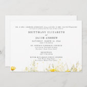 Gele Wildflower Beide Ouders 2 Locatie Bruiloft Kaart (Voorkant / Achterkant)